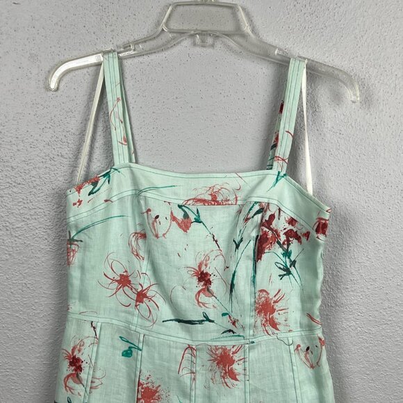 Ann Taylor Women's 100% Linen Blue Printed Sleeveless A Line Dress Size 4P - Picture 3 of 7